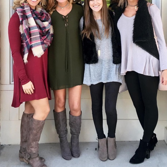 Olive Shift Dress - Picture 2 of 4